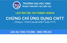  Lịch khai giảng chứng chỉ Ứng dụng CNTT đầu tháng 10/2016