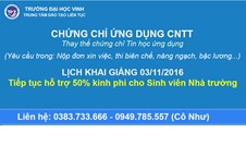 Lịch khai giảng chứng chỉ Ứng dụng CNTT tháng 11/2016